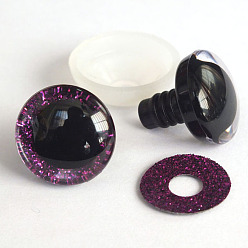 Dark Orchid Plastic Safety Craft Eye, with Spacer, PU Sequins Ring, for DIY Doll Toys Puppet Plush Animal Making, Dark Orchid, 12mm