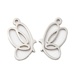 Stainless Steel Color 201 Stainless Steel Pendants, Hollow, Butterfly Charm, Stainless Steel Color, 18x11x1mm, Hole: 1.2mm