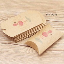 Bois Solide Coffrets cadeaux oreillers en papier, boîtes d'emballage, boîte de bonbons sucrés, motif de forme de flamant rose, burlywood, 9.9x5.5x0.1 cm, produit fini: 8x5.5x2 cm