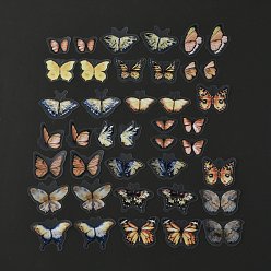 Papillon 40 pcs 20 styles ensemble d'autocollants imperméables adhésifs pour animaux de compagnie, pour le décor de gobelet de scrapbooking bricolage, le modèle de papillon, 2.6~5.5x3.6~6x0.015 cm, 40 pcs /sachet 