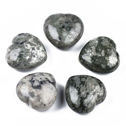 Armonía jade Piedras curativas de jade de paz natural, corazón amor piedras, piedras de palma de bolsillo para el equilibrio de reiki, 29~30x30~31x12~15 mm