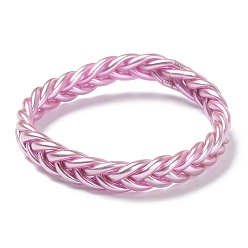 Hot Pink Plastic Cord Braided Stretch Bracelets, Hot Pink, Inner Diameter: 2-3/8 inch(6cm)