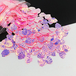 Rose Chaud Shell pvc nail art paillettes paillettes, décorations de manucure, charge de résine uv, pour la fabrication de bijoux en résine époxy, rose chaud, 7mm