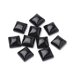 Black Natural White Jade Cabochons, Dyed, Square, Black, 10x10x5mm