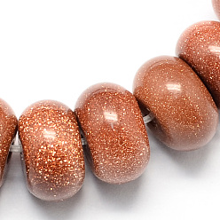 Chocolate Synthetic Goldstone Beads Strands, Rondelle, Chocolate, 8x5mm, Hole: 1mm, about 60~65pcs/strand, 15.7 inch