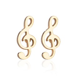 Golden 304 Stainless Steel Music Note Studs Earrings with 316 Stainless Steel Pins for Women, Golden, 9x4mm