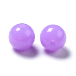 Lilas Fluorescence perles acryliques morceaux, ronde, lilas, 20mm, trou: 2~3 mm, environ 105 pcs / 500 g