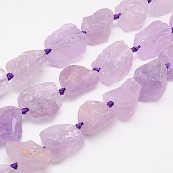 Medium Orchid Natural Amethyst Beads Strands, Nuggets, Medium Orchid, 18~35x15~26x9~21mm, Hole: 1mm