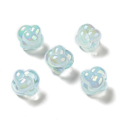 Aqua UV Plating Rainbow Iridescent Acrylic Beads, Knot, Aqua, 17x17.5x17.5mm, Hole: 2.8mm