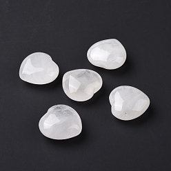 Cristal de Quartz Coeur en cristal de quartz naturel pierre d'amour, pierre de palme de poche pour équilibrer le reiki, 29~29.5x30x10~13.5mm