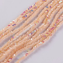 Pêche Perles en verre electroplate, de couleur plaquée ab , triangle, peachpuff, 2.2~3x3~4.7x2~3mm, Trou: 0.7mm, Environ 171~181 pcs/chapelet, 12.4 pouces ~ 14.84 pouces (31.5~37.7 cm)