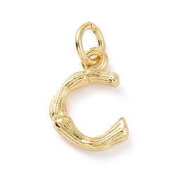 Letter C Brass Pendants, with Jump Ring, Golden, Letter Charm, Letter C, 12x8x2mm, Hole: 3mm
