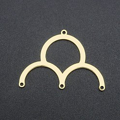 Golden 201 Stainless Steel Arch Chandelier Components Links, Laser Cut, 4 Loop Links, Golden, 23.5x33.5x1mm, Hole: 1.2mm