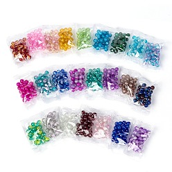 Mixed Color 24 Colors Spray Painted Crackle Glass Beads, Round, Mixed Color, 8mm, Hole: 1.3~1.6mm, about 25pcs/color, 24 Colors, 600pcs/set