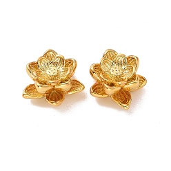 Golden Eco-friendly Brass Beads, Cadmium Free & Lead Free, Long-Lasting Plated, Lotus, Golden, 9.5x9x5mm, Hole: 1mm