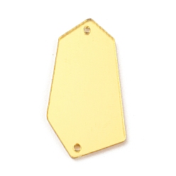 Золотистый Акриловое зеркало неправильной формы шестиугольника, пришитое стразами, аксессуары для одежды, золотые, 30.5x17x1.3 мм, отверстие : 1.2 мм