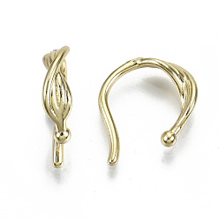 Real 16K Gold Plated Brass Cuff Earrings, Cadmium Free & Nickel Free & Lead Free, Twist, Real 16K Gold Plated, 16x13~14x3.5mm, Inner Diameter: 9~10mm