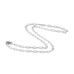 Stainless Steel Color 201 Stainless Steel Paperclip Chain Necklace for Men Women, Stainless Steel Color, 20.08 inch(51cm), Wide: 3.5mm