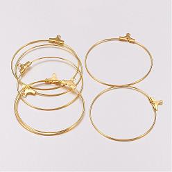 Golden Brass Pendants, Hoop Earring Findings, Cadmium Free & Nickel Free & Lead Free, Golden, 40mm, Hole: 1mm