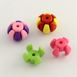 Mixed Color Opaque Acrylic Combined Beads, Interlocking Beads, Mixed Color, 13x13x11mm, Hole: 2mm, about 570pcs/500g