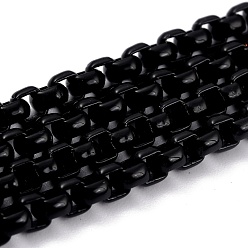 Черный Экологически чистые латунные цепочки ручной работы, окрашенные распылением, пайки, с катушкой, чёрные, 4x4 мм, 32.8 футов (10 м) / рулон