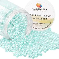 Pale Turquoise Pearlized Eco-Friendly Dyed Glass Pearl Round Bead, Pale Turquoise, 4~4.5mm, Hole: 0.7~1.1mm, about 1000pcs/box