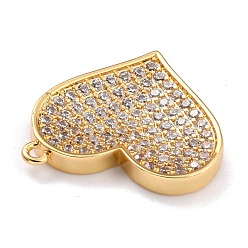 Oro Latón micro pavimenta claro colgantes de circonio cúbico, larga duración plateado, corazón, dorado, 19x21x3 mm, agujero: 1 mm