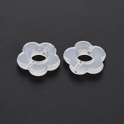 Blanc Fumé Perles acryliques transparentes, fleur, fumée blanche, 14.5x14.5x4mm, Trou: 1.5mm, environ1240 pcs / 500 g