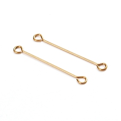 Golden Ion Plating(IP) 304 Stainless Steel Eye Pins, Double Sided Eye Pins, Golden, 26.5x0.6mm, Hole: 1.5mm