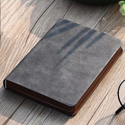 Gray PU Leather Notebook, with Paper Inside, for School Office Supplies, Rectangle, Gray, 14.6x10.5cm