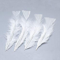 White Turkey Feather Costume Accessories, Dyed, White, 135~160x30~55x1.5~2mm