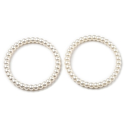 White ABS Imitation Pearl Connector Charms, Ring Links, White, 48x5mm