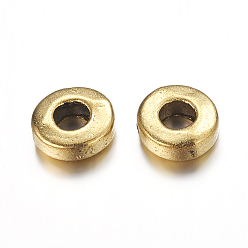 Antique Golden Tibetan Style Alloy Beads, Donut, Lead Free and Cadmium Free and Nickel Free, Antique Golden, 6x2mm, Hole: 2.5mm.
