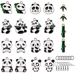 Mixed Color DIY Panda Drop Earring Making Kits, Including Alloy Enamel Pendant, Iron Earring Hooks & Jump Rings, Mixed Color, 68pcs/box