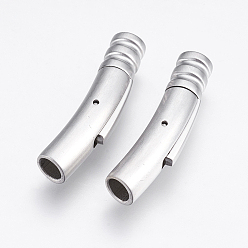 Stainless Steel Color 304 Stainless Steel Bayonet Clasps, Frosted, Stainless Steel Color, 30x6mm, Hole: 4mm