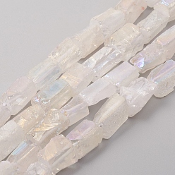 Multi-color Plateada Electrolíticos de cuarzo natural de cristal hebras, pepitas, arco iris chapado, 13~17x7~16x7~16 mm, agujero: 1.2 mm, sobre 27 unidades / cadena, 15.16 pulgada (38.5 cm)