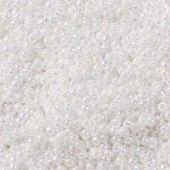 (RR471) Blanc Nacré AB Perles rocailles miyuki rondes, perles de rocaille japonais, (rr 471) perle blanche ab, 15/0, 1.5mm, trou: 0.7 mm, sur 5555 pcs / bouteille, 10 g / bouteille