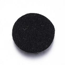 Black Fibre Perfume Pads, Essential Oils Diffuser Locket Pads, Flat Round, Black, 22x3mm