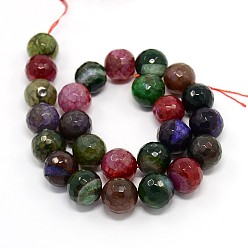 Natural Agate Natural Agate Beads Strands, Dyed, Faceted, Round, 10mm, Hole: 1mm, about: 37pcs/strand, 14.6 inch