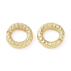 Real 18K Gold Plated Rack Plating Brass Open Jump Rings, Lead Free & Cadmium Free, Long-Lasting Plated, Textured Round Ring, Real 18K Gold Plated, 15 Gauge, 7x1.5mm, Hole: 3.8mm