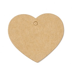 Bois Solide 100 étiquettes-cadeaux en papier kraft vierge, cœur, burlywood, 4.5x5x0.05 cm, Trou: 3.5mm
