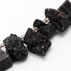 Noir Galvaniques agate naturelle brins de perles, druzy agate, nuggets, teint, noir, 22~37x14~17x17~21mm, Trou: 1.5mm, Environ 8 pcs/chapelet, 5 pouce