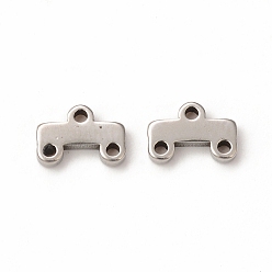 Stainless Steel Color 304 Stainless Steel Chandelier Component Links, 3-Loop Connector, Rectangle, Stainless Steel Color, 5x7.5x1.5mm, Hole: 1mm