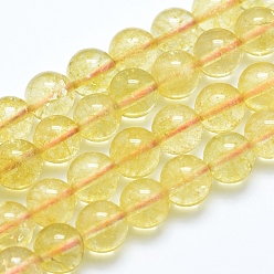 Citrine Natural Citrine Beads Strands, Round, Dyed & Heated, 6mm, Hole: 0.8mm, about 62pcs/strand, 15 inch(40cm)