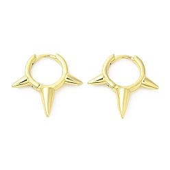 Real 18K Gold Plated Rack Plating Brass Spike Hoop Earrings for Women, Lead Free & Cadmium Free, Long-Lasting Plated, Real 18K Gold Plated, 24x24x5mm
