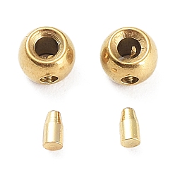 Golden 304 Stainless Steel Bead Tips, Round, Golden, 3.5x2.5mm, Hole: 1mm, Inner Diameter: 1.2mm