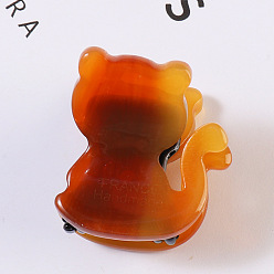 Orange Cellulose Acetate(Resin) Claw Hair Clips, Cat Shape Barrettes for Women Girls, Orange, 25x22mm