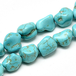 Synthetic Turquoise Synthetic Turquoise Beads Strands, Dyed, Nuggets, 10~15x10x10mm, Hole: 1.5mm, about 34pcs/strand, 16.1 inch