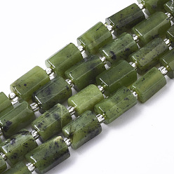 Otro Jade Hebras de cuentas de jade canadiense natural, facetados, columna, 8~11x6~8x5~7 mm, agujero: 1 mm, sobre 15~17 unidades / cadena, 7.28~7.48 pulgada