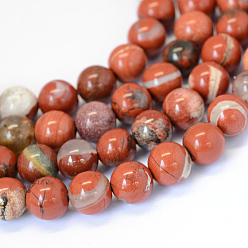 Jaspe Rouge Jaspe rouge naturel brins de perles rondes, classe ab, 6~6.5mm, Trou: 1mm, Environ 63 pcs/chapelet, 15.5 pouce